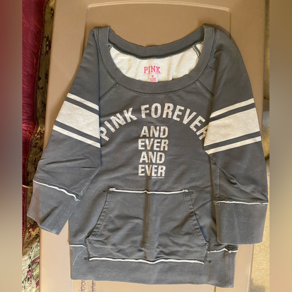 Pink Victoria’s Secret 3/4 sleeve boat neck Sweatshirt size M